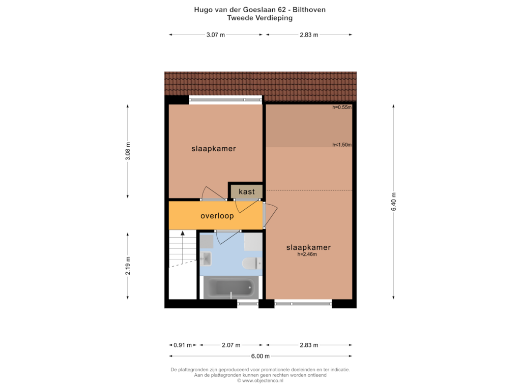 View floorplan of TWEEDE VERDIEPING of Hugo van der Goeslaan 62