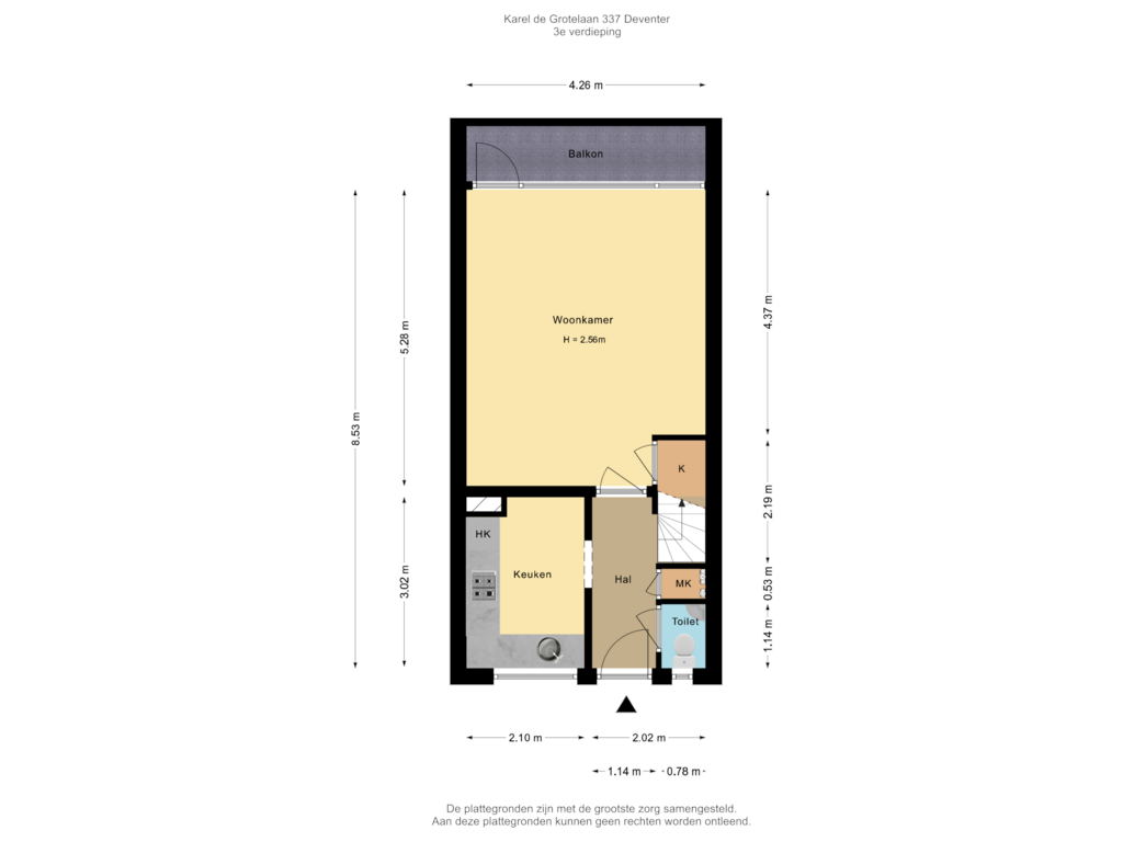 View floorplan of 3e verdieping of Karel de Grotelaan 337