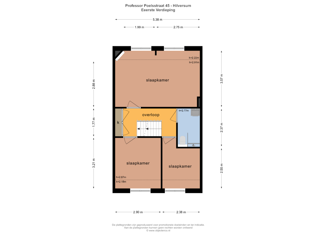 Bekijk plattegrond van EERSTE VERDIEPING van Professor Poelsstraat 45