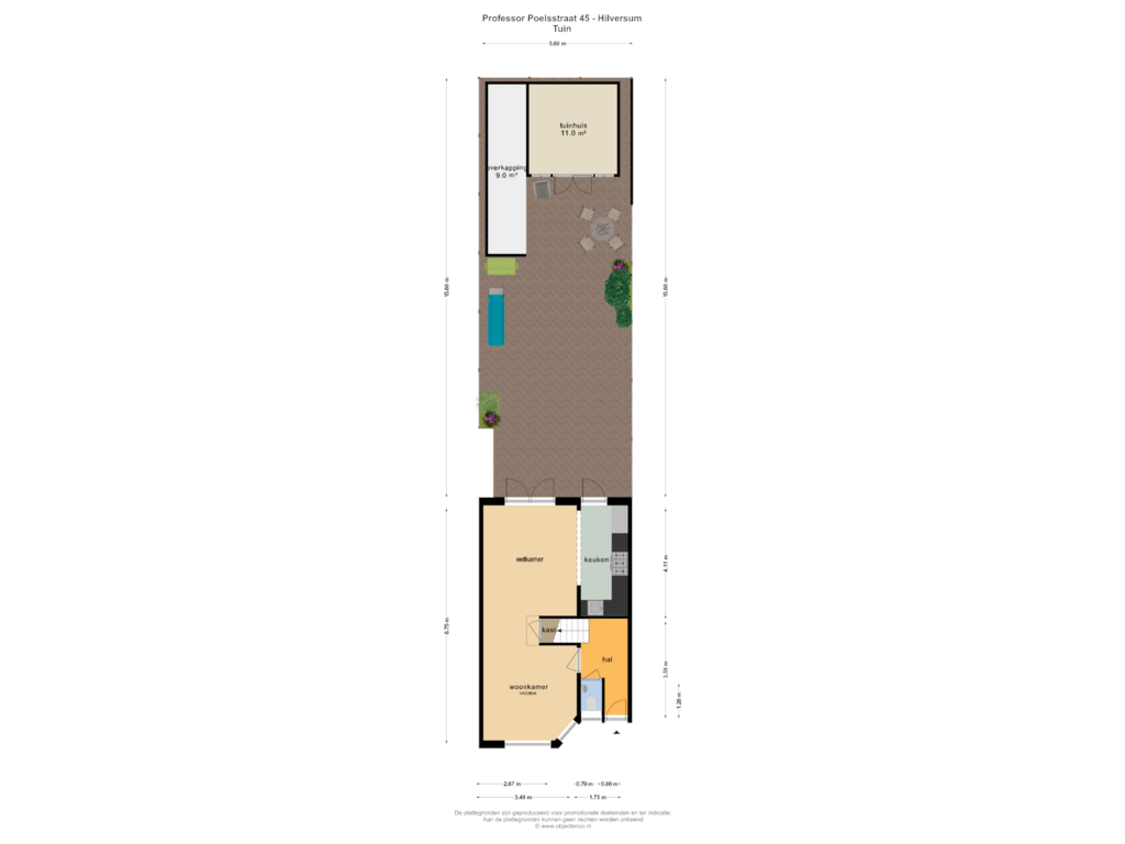 Bekijk plattegrond van TUIN van Professor Poelsstraat 45