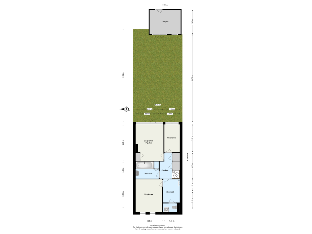 Bekijk plattegrond van Souterrain tuin van Groene Hilledijk 382-A