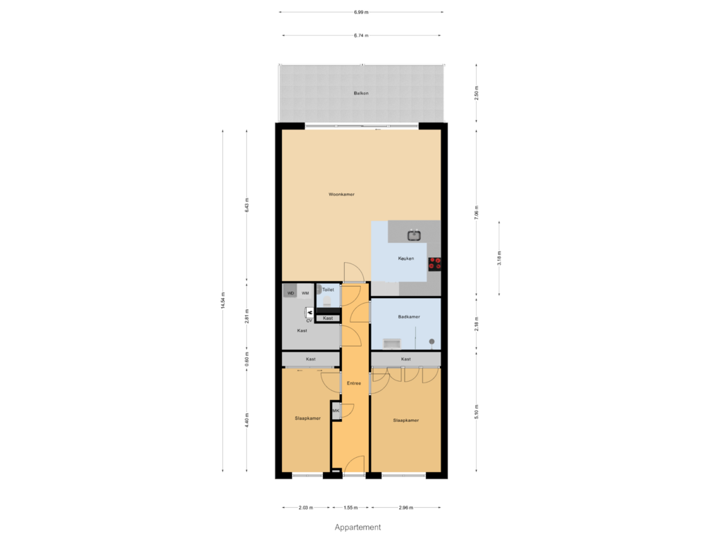 Bekijk plattegrond van Appartement van Kenenburgweg 69