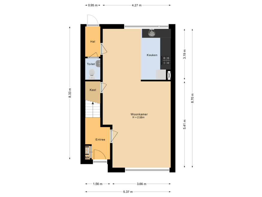 Bekijk plattegrond van Begane grond van Meerkoetstraat 48