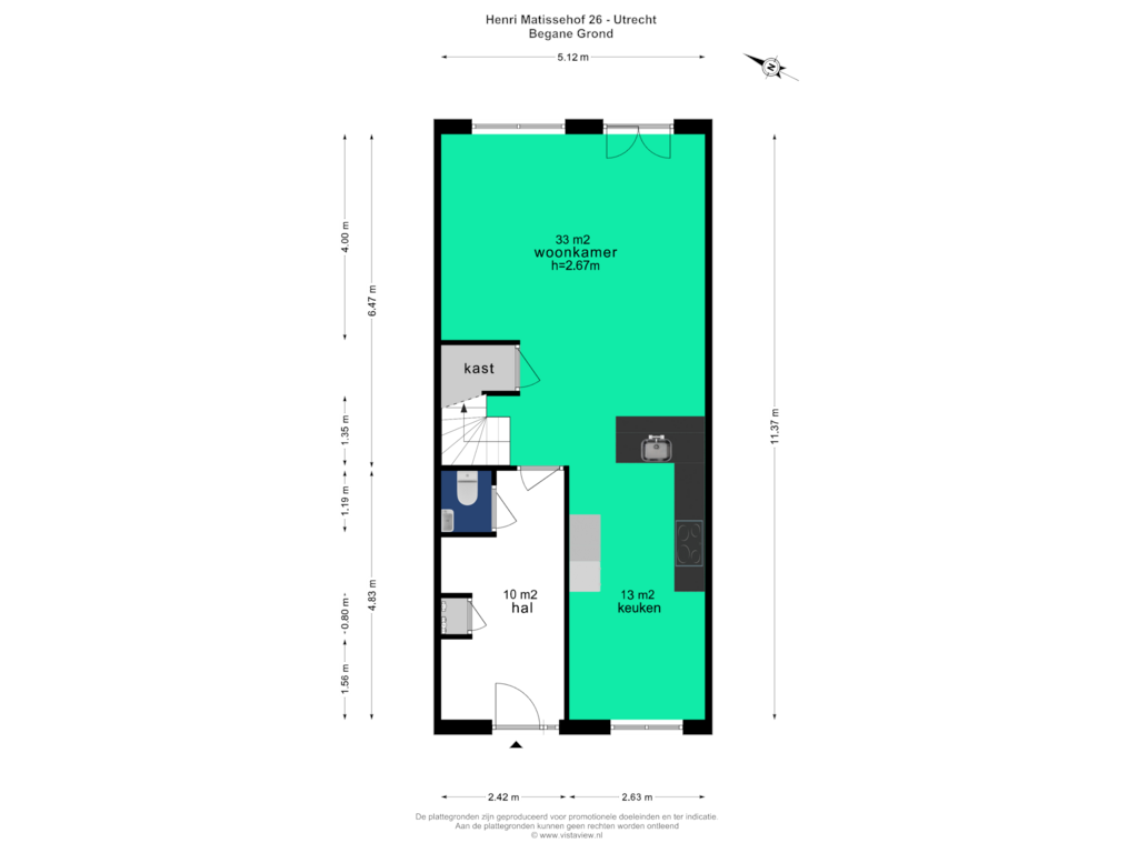 Bekijk plattegrond van BEGANE GROND van Henri Matissehof 26