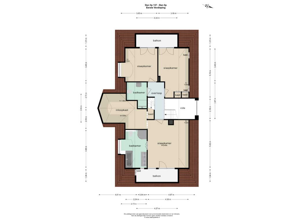 Bekijk plattegrond van EERSTE VERDIEPING van Den Ilp 137