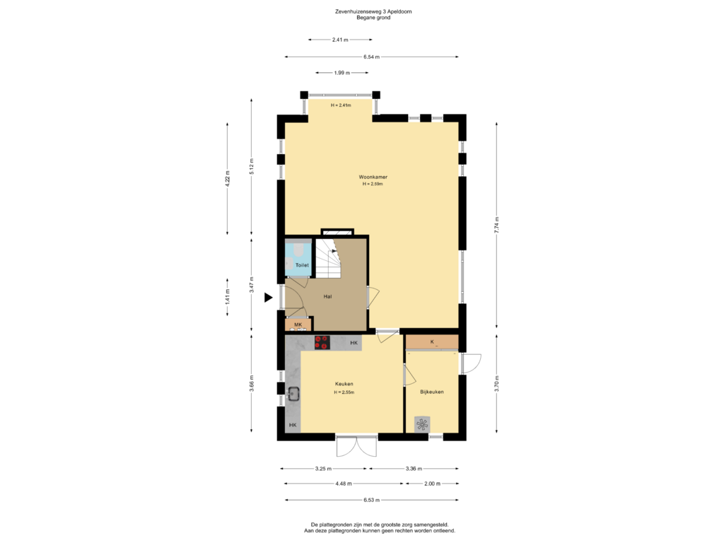 View floorplan of Begane grond of Zevenhuizenseweg 3