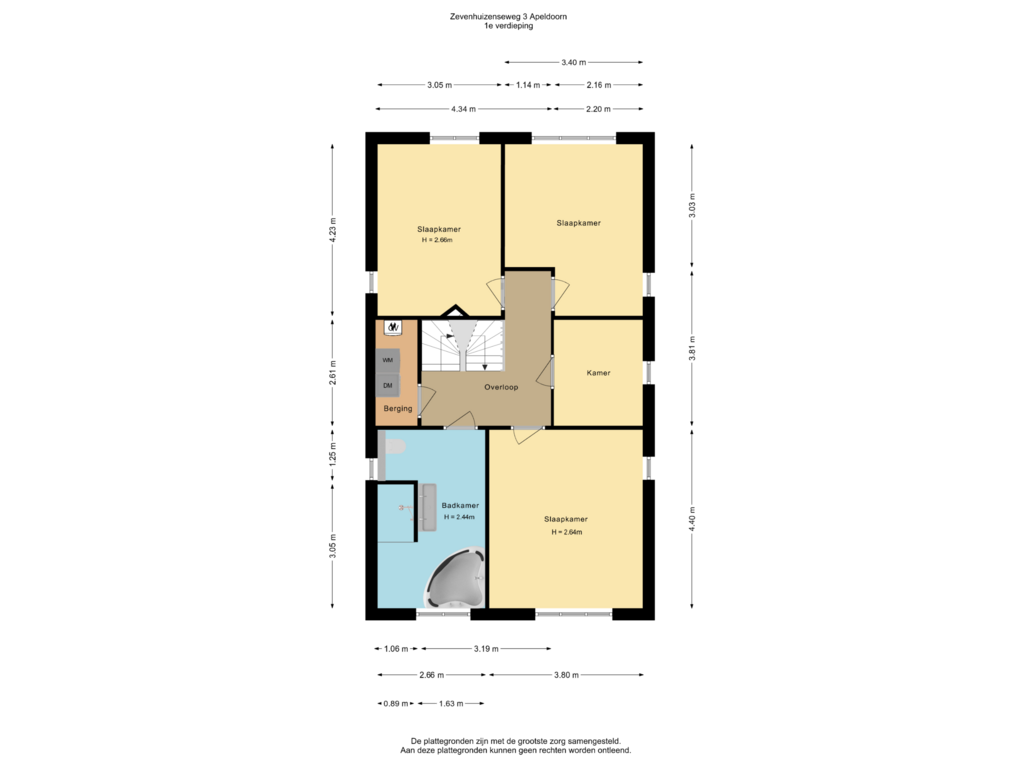 View floorplan of 1e verdieping of Zevenhuizenseweg 3