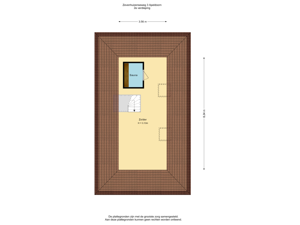 View floorplan of 2e verdieping of Zevenhuizenseweg 3