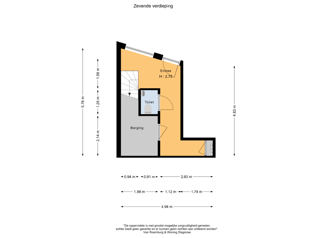 View floorplan of Zevende verdieping of Lutonhof 483