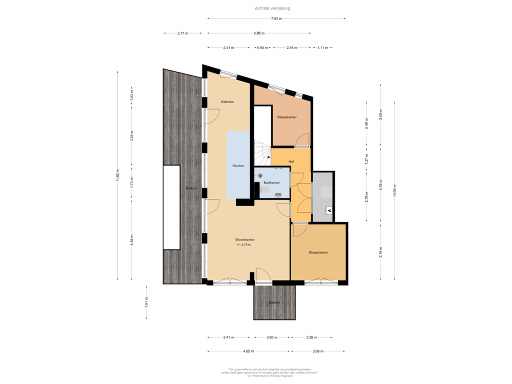 View floorplan of Achtste verdieping of Lutonhof 483