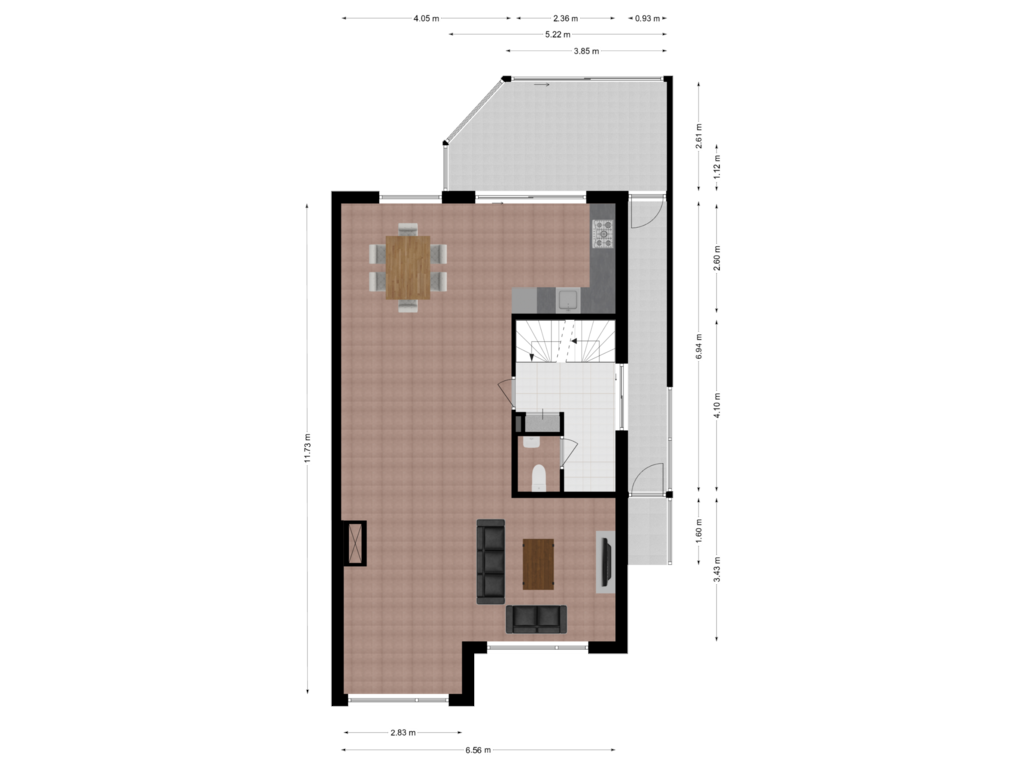 Bekijk plattegrond van Begane grond van Burgemeester le Coultrestraat 1