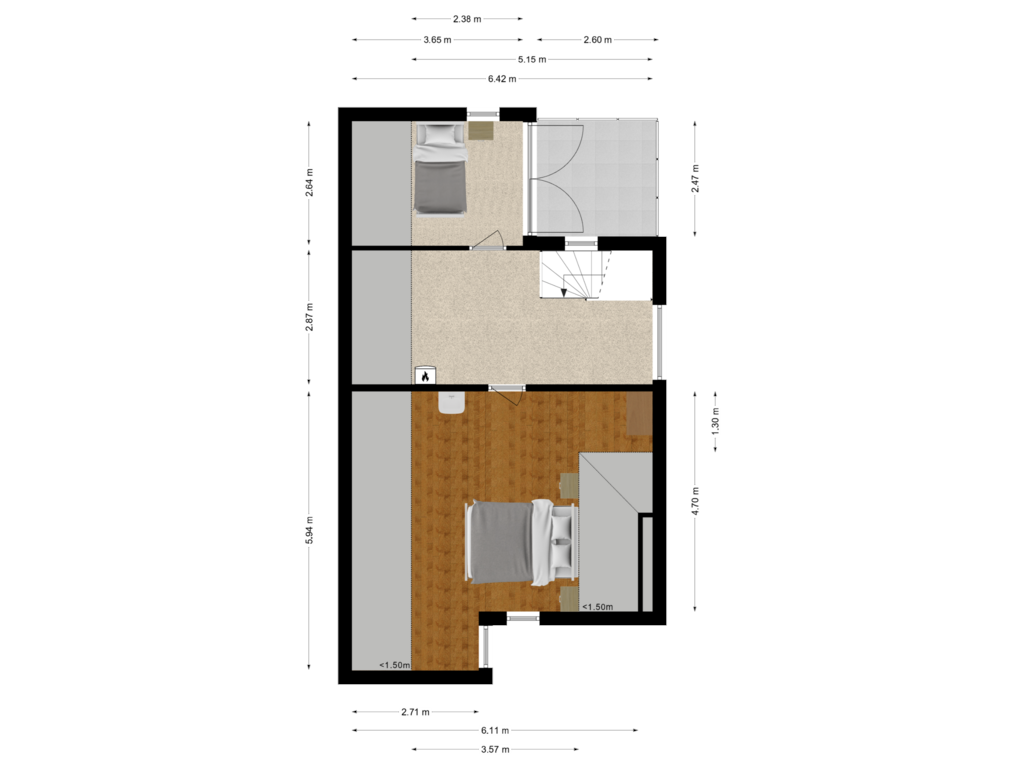 Bekijk plattegrond van Tweede verdieping van Burgemeester le Coultrestraat 1