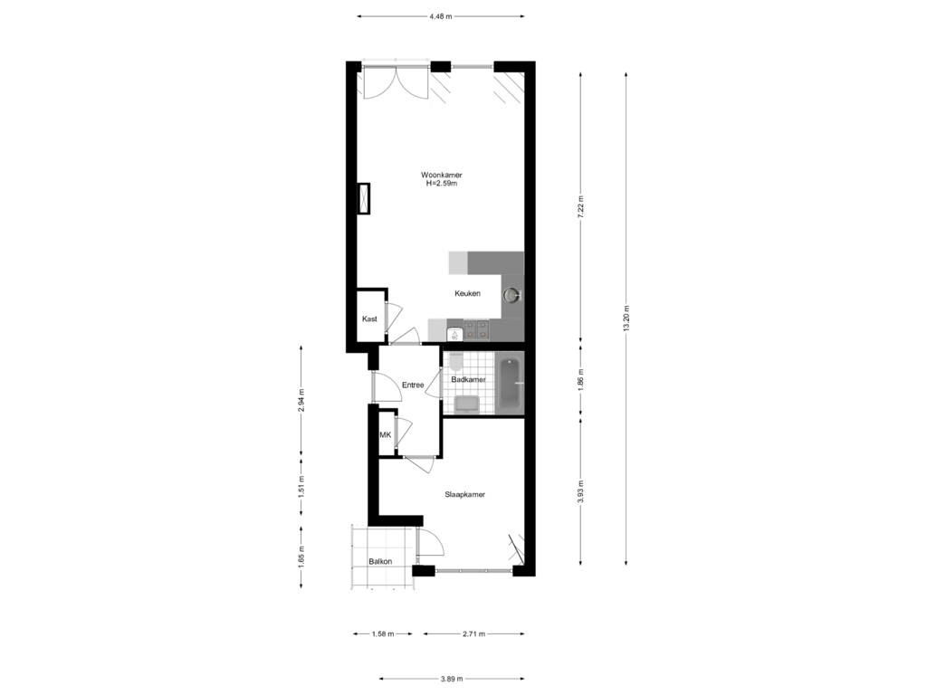 Bekijk plattegrond van Appartment van Raadhuisstraat 57-C