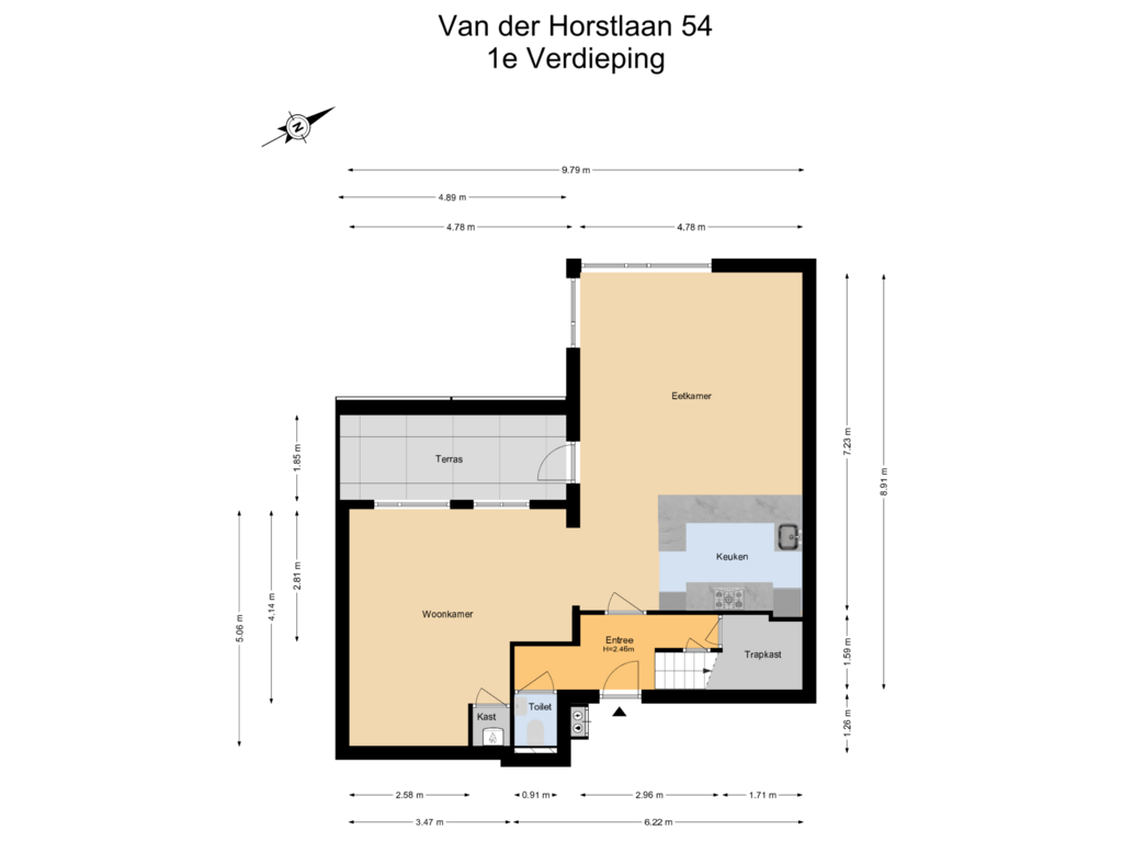 Bekijk plattegrond van 1e Verdieping van Van der Horstlaan 54