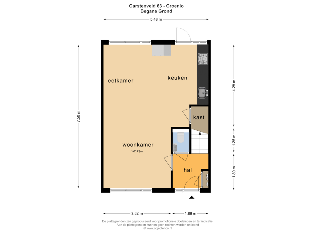 Bekijk plattegrond van Begane Grond van Garstenveld 63