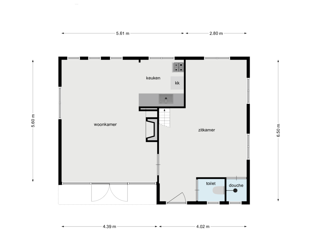 Bekijk plattegrond van tuinkamer  begane grond van Zandstraat 31