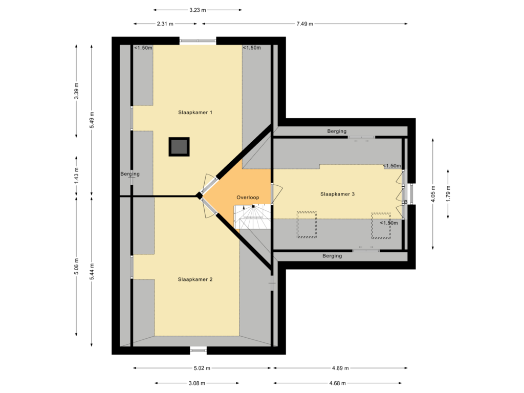 View floorplan of Eerste verdieping of Rheezerveenseweg 36