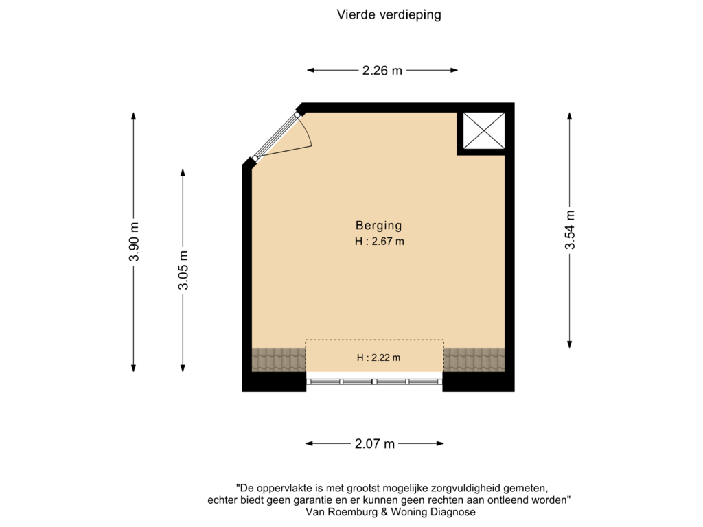 View floorplan of Vierde verdieping of Brederodestraat 107-2