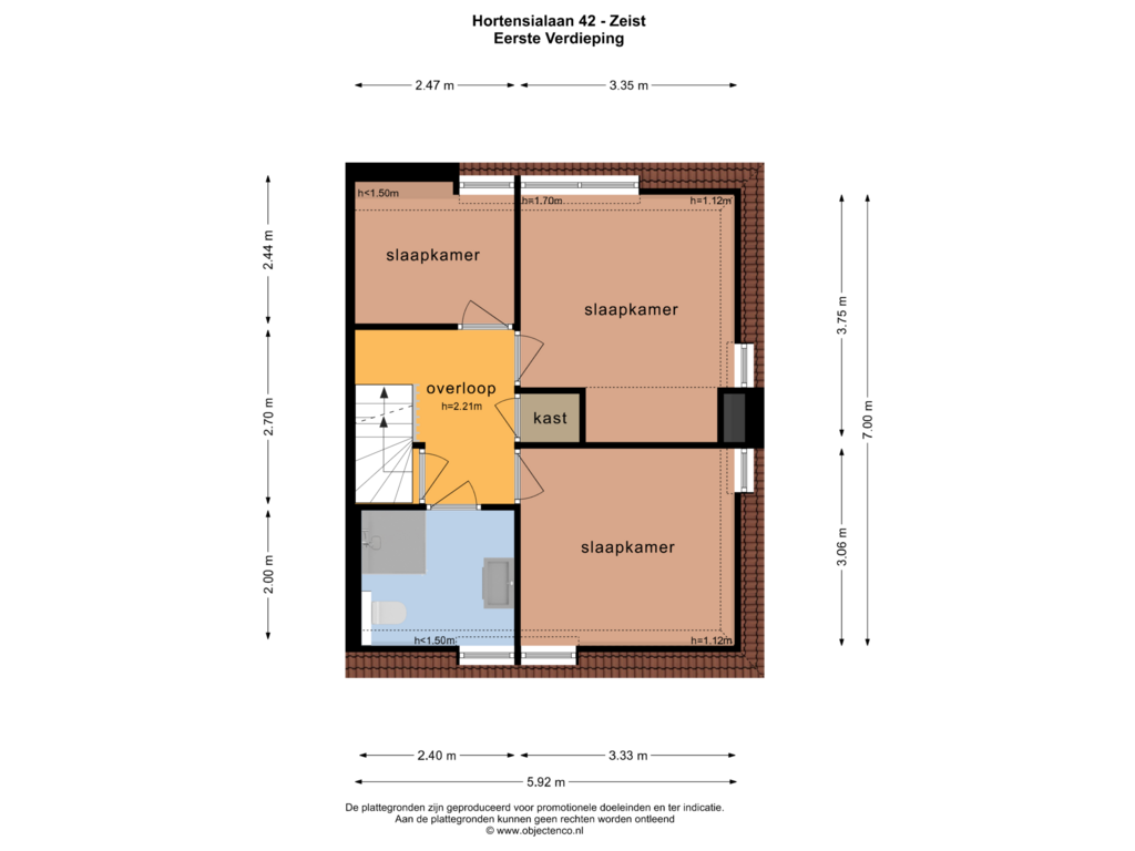 Bekijk plattegrond van Eerste Verdieping van Hortensialaan 42