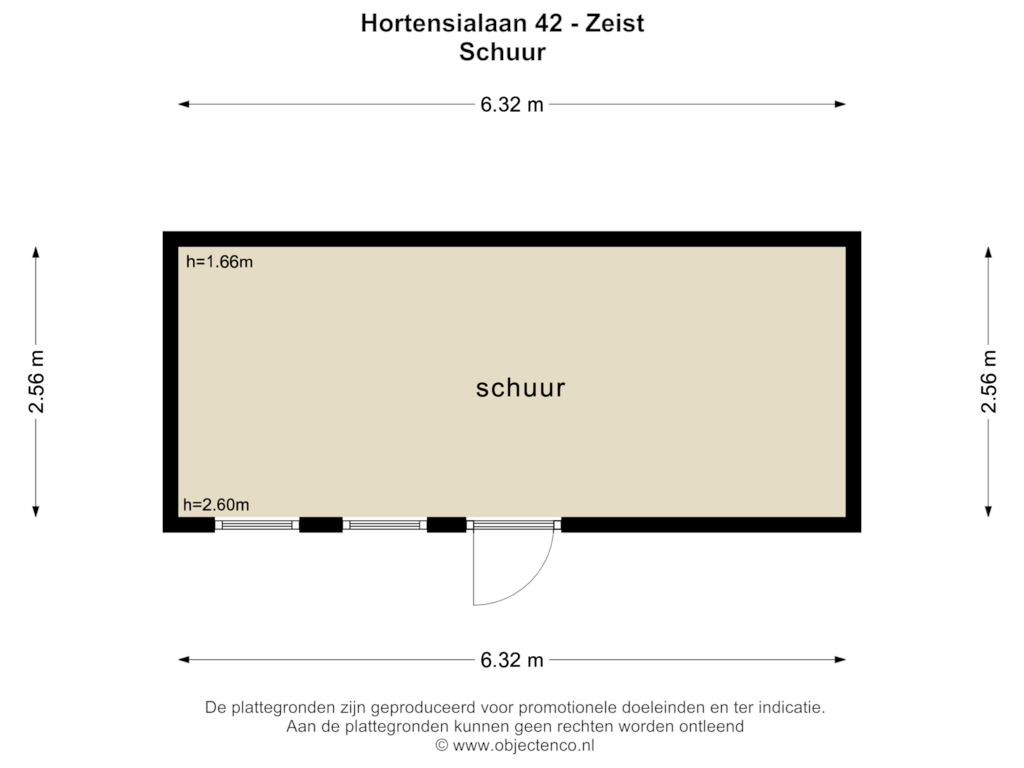 Bekijk plattegrond van Schuur van Hortensialaan 42