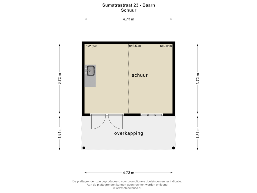 Bekijk plattegrond van SCHUUR van Sumatrastraat 23