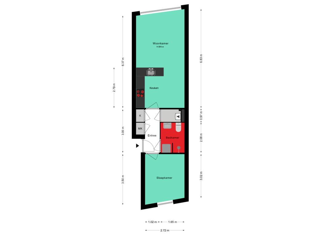 Bekijk plattegrond van Appartement van Mgr. Bosstraat 7-E