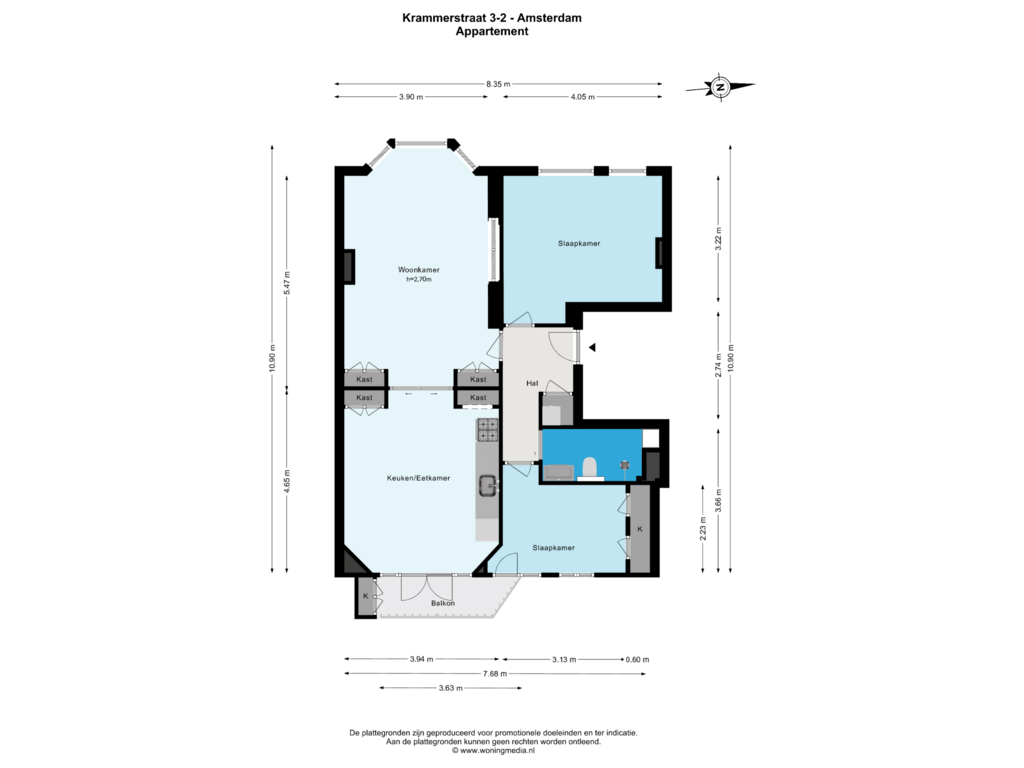 View floorplan of Appartement of Krammerstraat 3-2