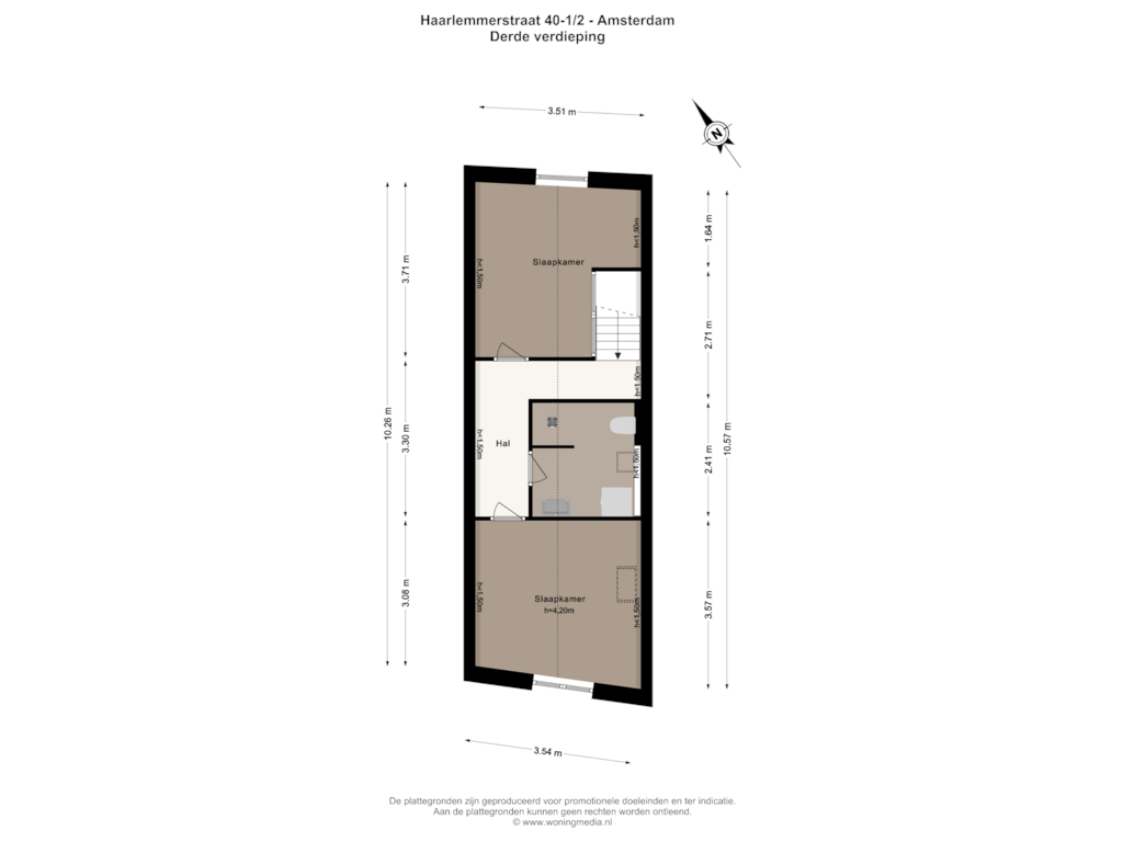 Bekijk plattegrond van Derde verdieping van Haarlemmerstraat 40-1