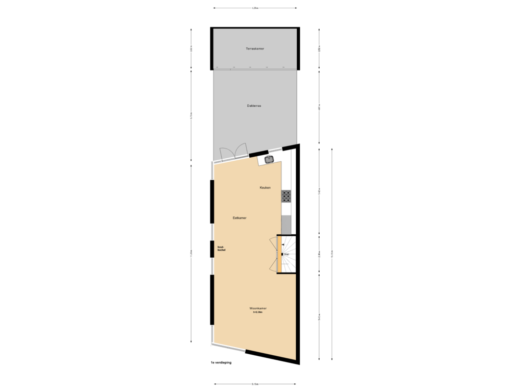 View floorplan of 1e verdieping of Dammersboog 46