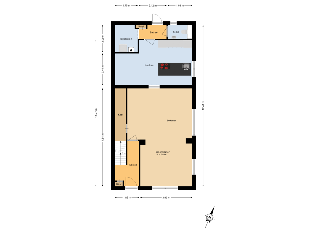 View floorplan of Begane grond of Dahliastraat 23