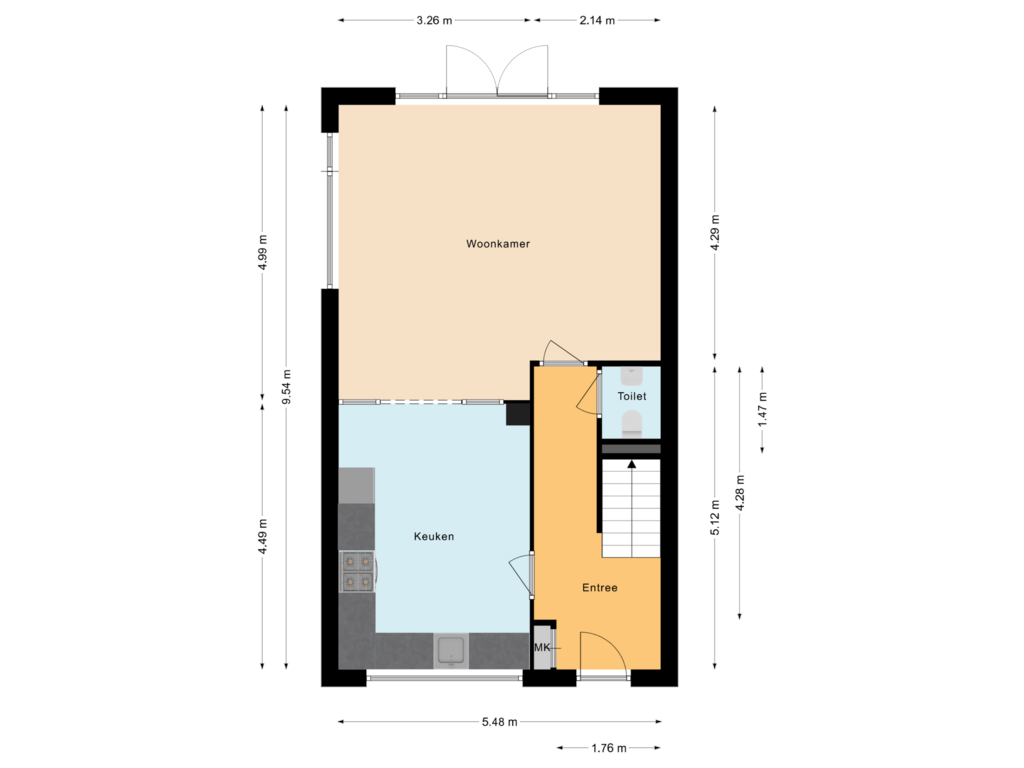 View floorplan of Begane grond of De Sonnavillestraat 22