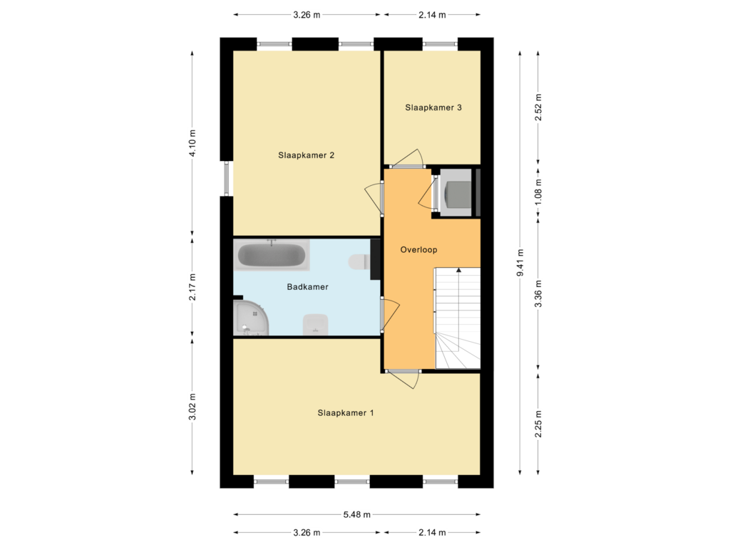 View floorplan of Eerste verdieping of De Sonnavillestraat 22