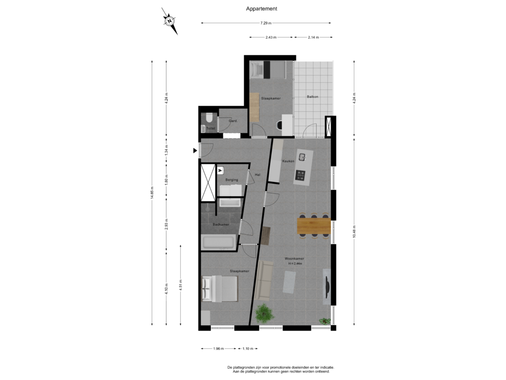 View floorplan of Appartement of Waalbandijk 135