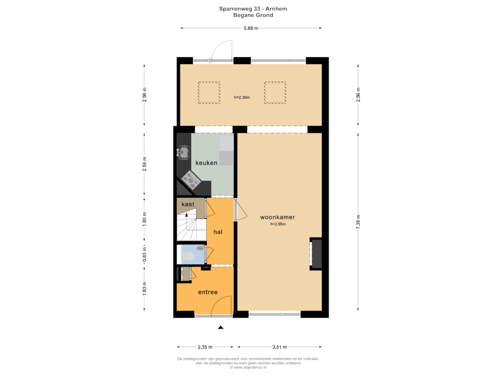 Bekijk plattegrond van BEGANE GROND van Sparrenweg 33