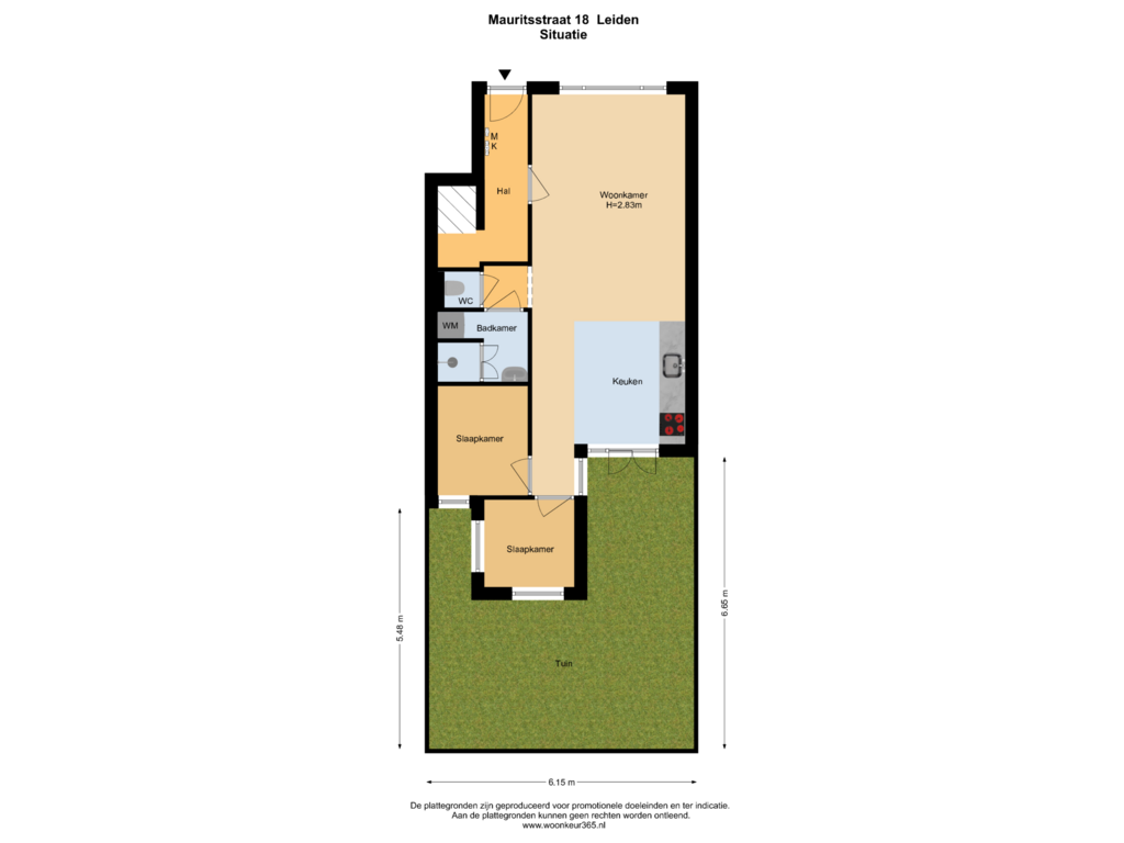 Bekijk plattegrond van Situatie van Mauritsstraat 18