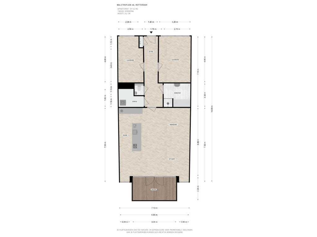 Bekijk plattegrond van 2e verdieping van Walstroplein 46