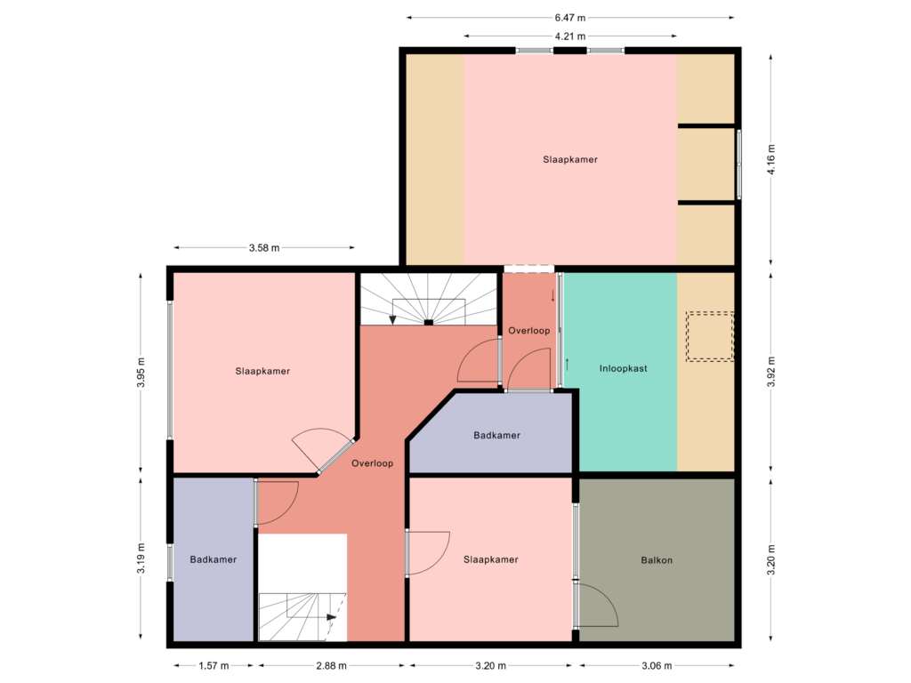 View floorplan of 1e Verdieping of Noordeindseweg 308-A