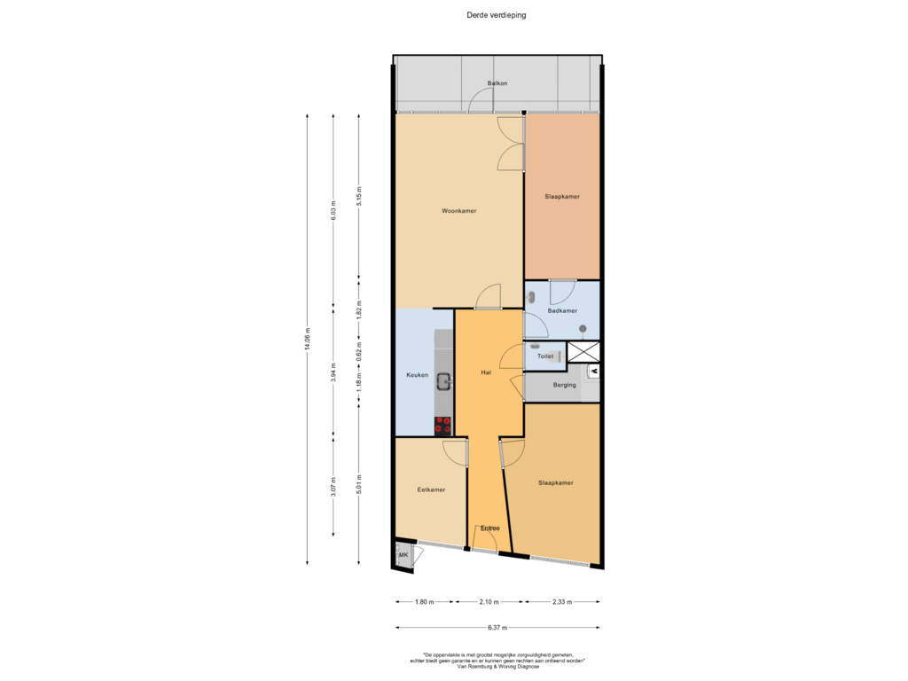 Bekijk plattegrond van Derde verdieping van Osdorpplein 63