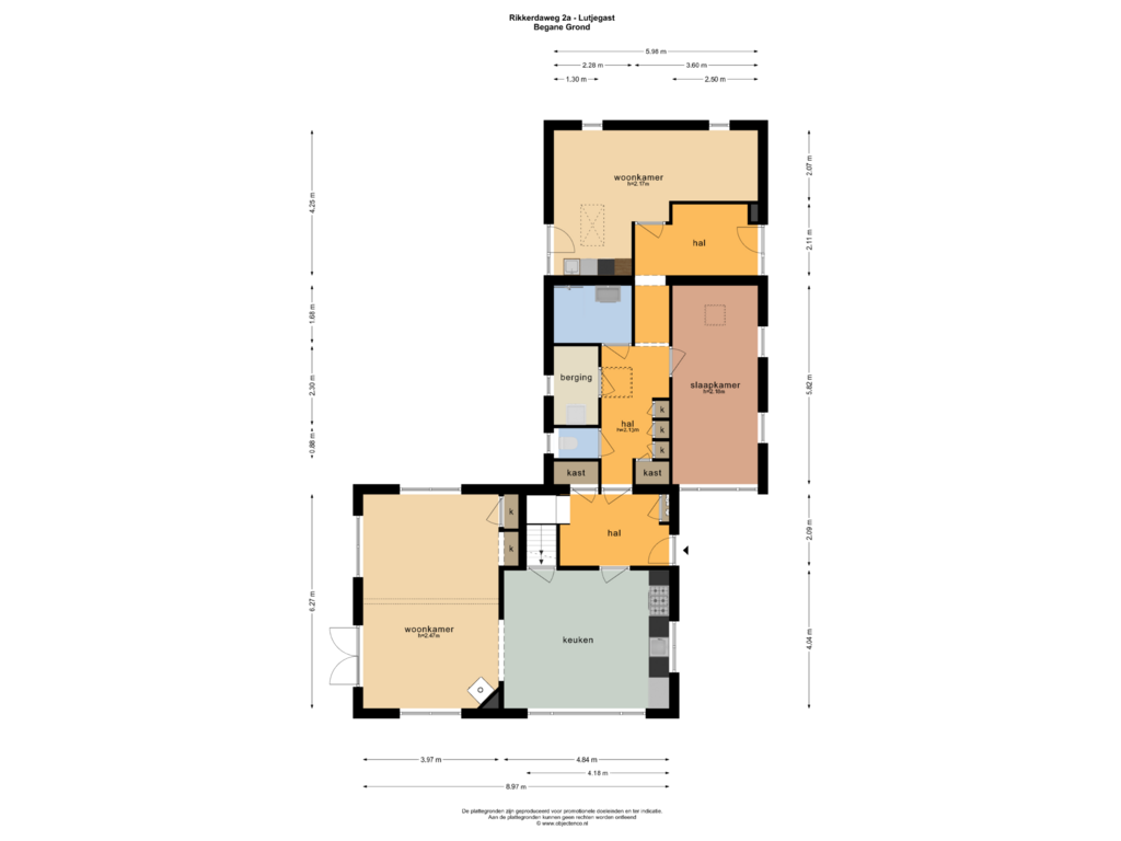 Bekijk plattegrond van BEGANE GROND van Rikkerdaweg 2-A