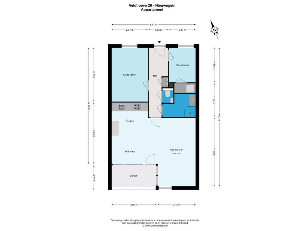 Bekijk plattegrond van Appartement van Veldhoeve 28