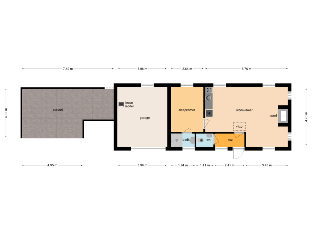 Bekijk plattegrond van Bijgebouw Begane grond van Oetelaarsestraat 47