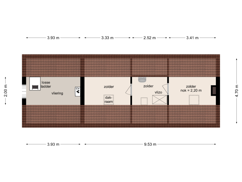 Bekijk plattegrond van Bijgebouw Verdieping van Oetelaarsestraat 47