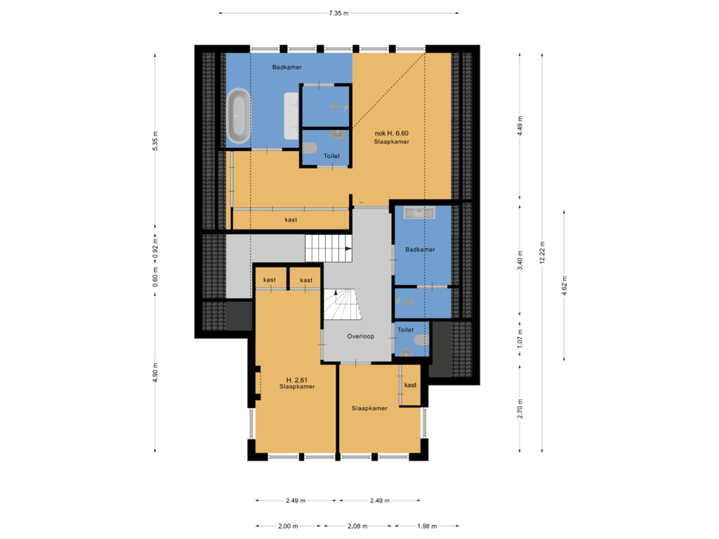 View floorplan of 1ste verdieping of Eikenlaantje 10