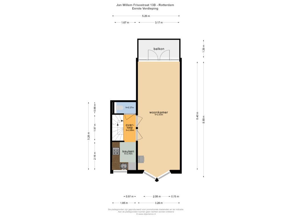 View floorplan of EERSTE VERDIEPING of Jan Willem Frisostraat 13-B