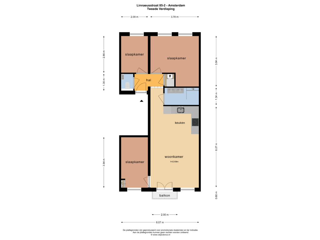 Bekijk plattegrond van TWEEDE VERDIEPING van Linnaeusstraat 85-2