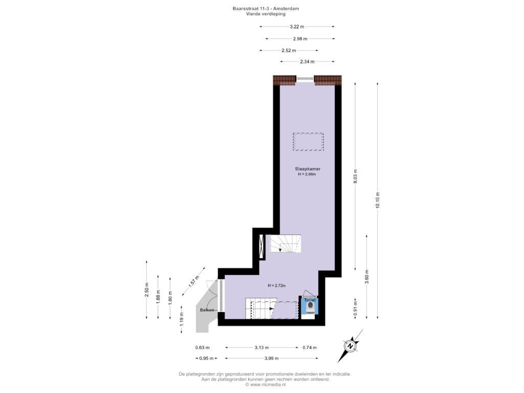 Bekijk plattegrond van Vierde verdieping van Baarsstraat 11-3