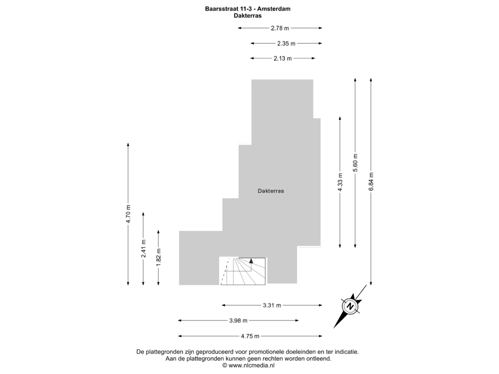 Bekijk plattegrond van Dakterras van Baarsstraat 11-3