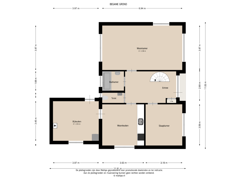 View floorplan of Begane grond of Broeksestraat 80