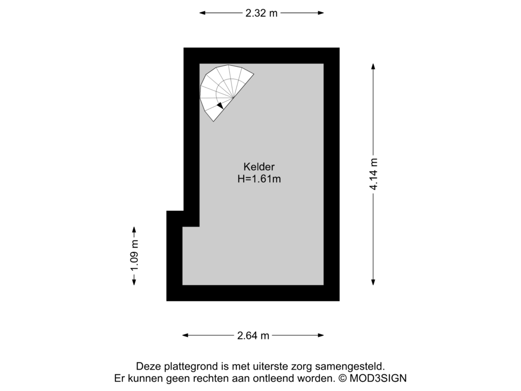 Bekijk plattegrond van Kelder van Van Lennepweg 3