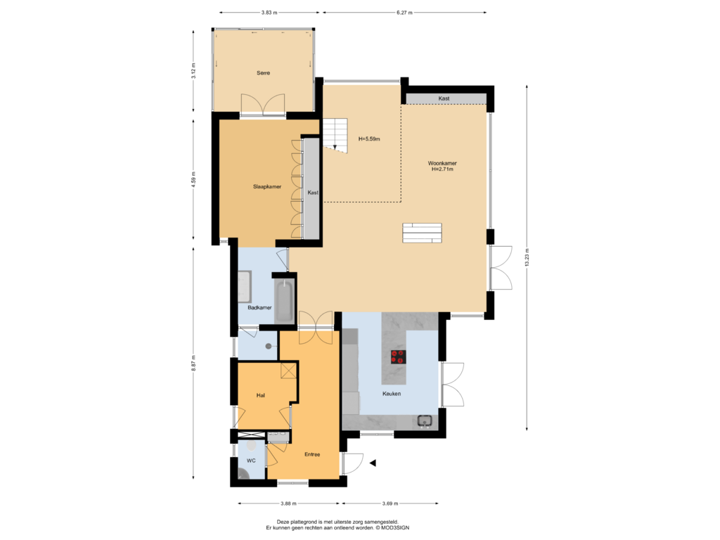 Bekijk plattegrond van Begane Grond van Van Lennepweg 3